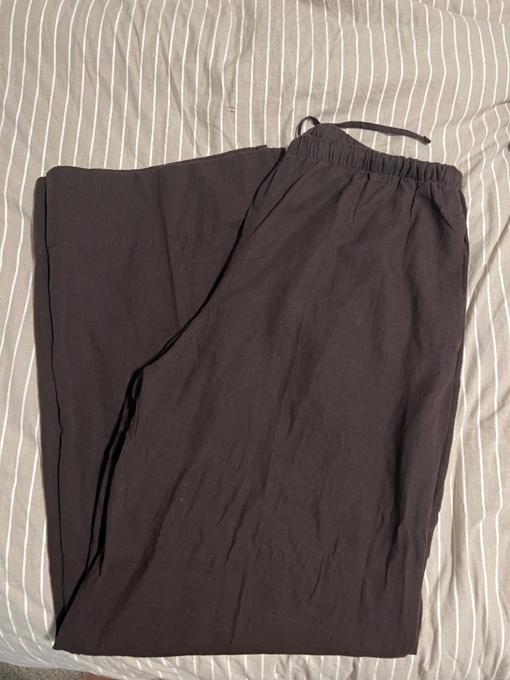 Brown wide leg linen pants
